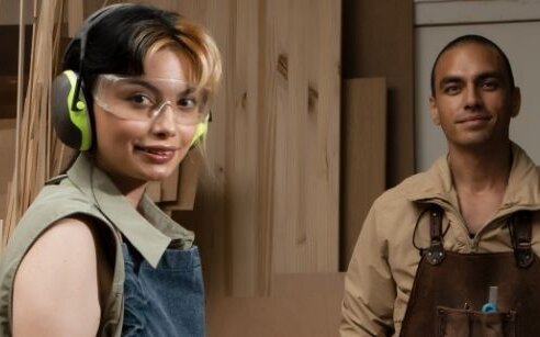 youth working in wood shop